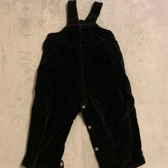 Vintage Baby Girl‎ 18 Month Velvet Velour Black Overalls Y2K - Picture 6 of 6